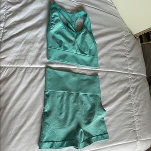 SHEIN Aqua Women's workout set biker shorts sports bra